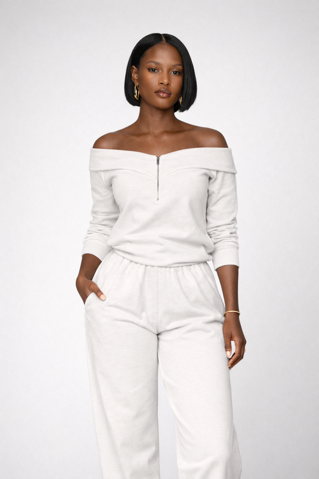 The Essential Zip Top -Light Gray